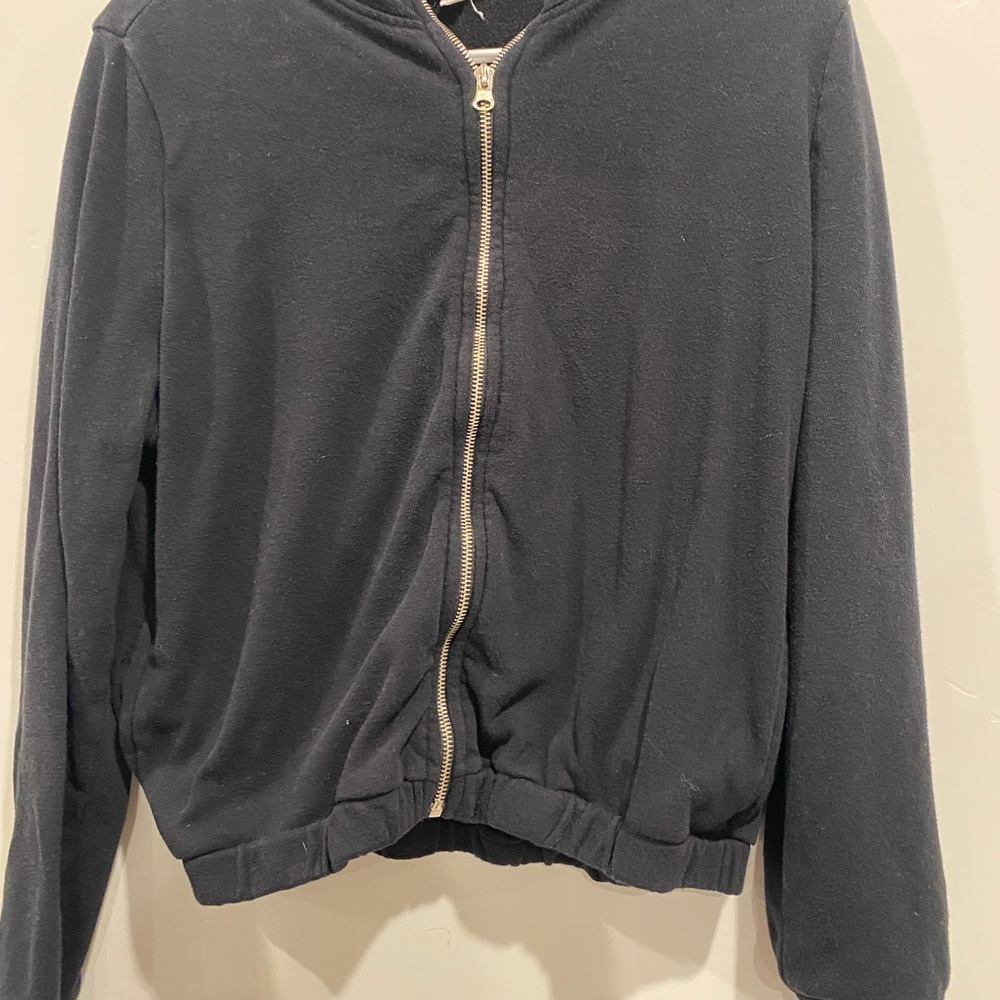 Stitch & Pine Black Zip-Up Cropped Hoodie